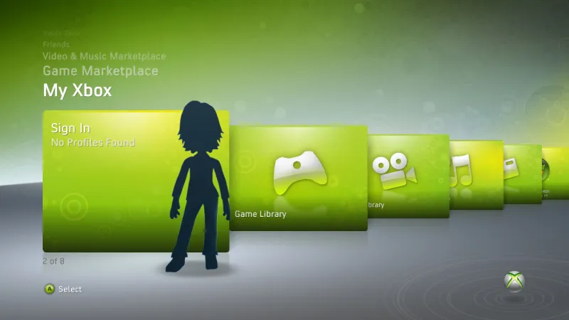 Xbox’s NXE dashboard (2008)