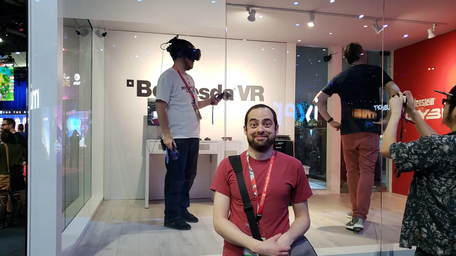 Speaking of wearing a stupid thing on your head – behold, the elusive VR gamer in its natural habitat!