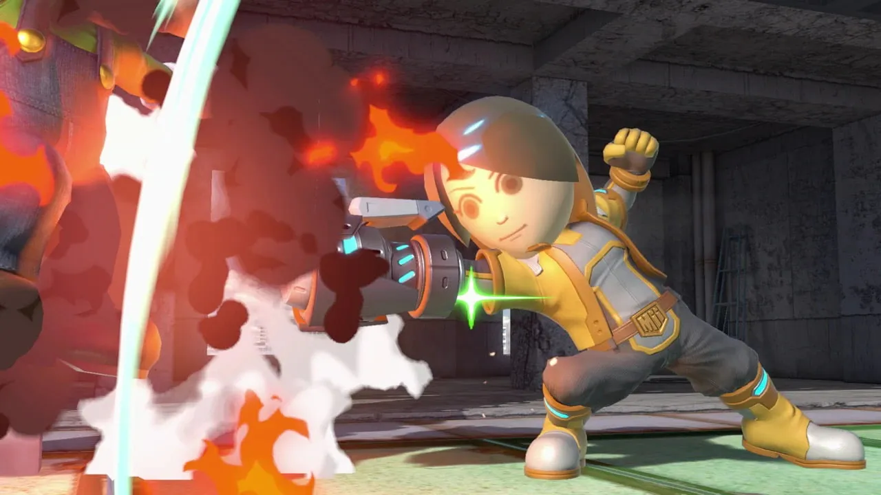 The Mii fighter’s soulless eyes stare out from behind the face of its previous victim.