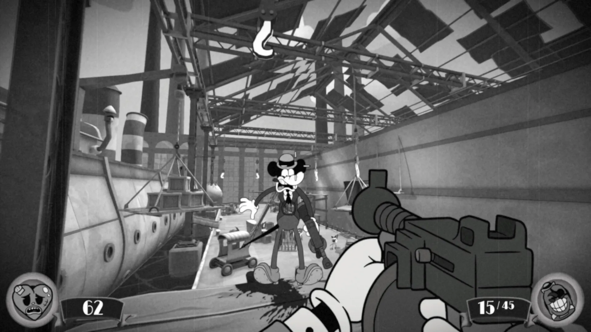 mouse fumi games 1930s vintage cartoon noir first person shooter FPS gameplay trailer