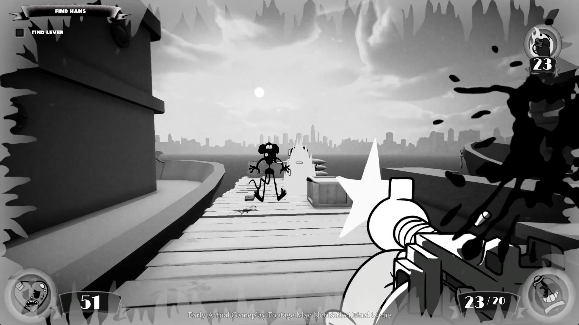 mouse fumi games 1930s vintage cartoon noir first person shooter FPS gameplay trailer